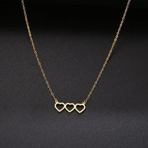 Minimal Üçlü Kalp Gümüş Kolye