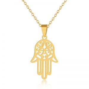 sarı hamsa gümüş kolye