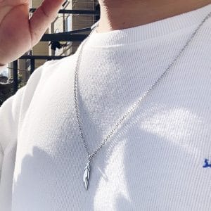 Yeni Trend Kuş Tüyü 925 Ayar Gümüş Kolye
