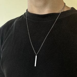 Yeni Trend Bar Plaka 925 Ayar Gümüş Kolye