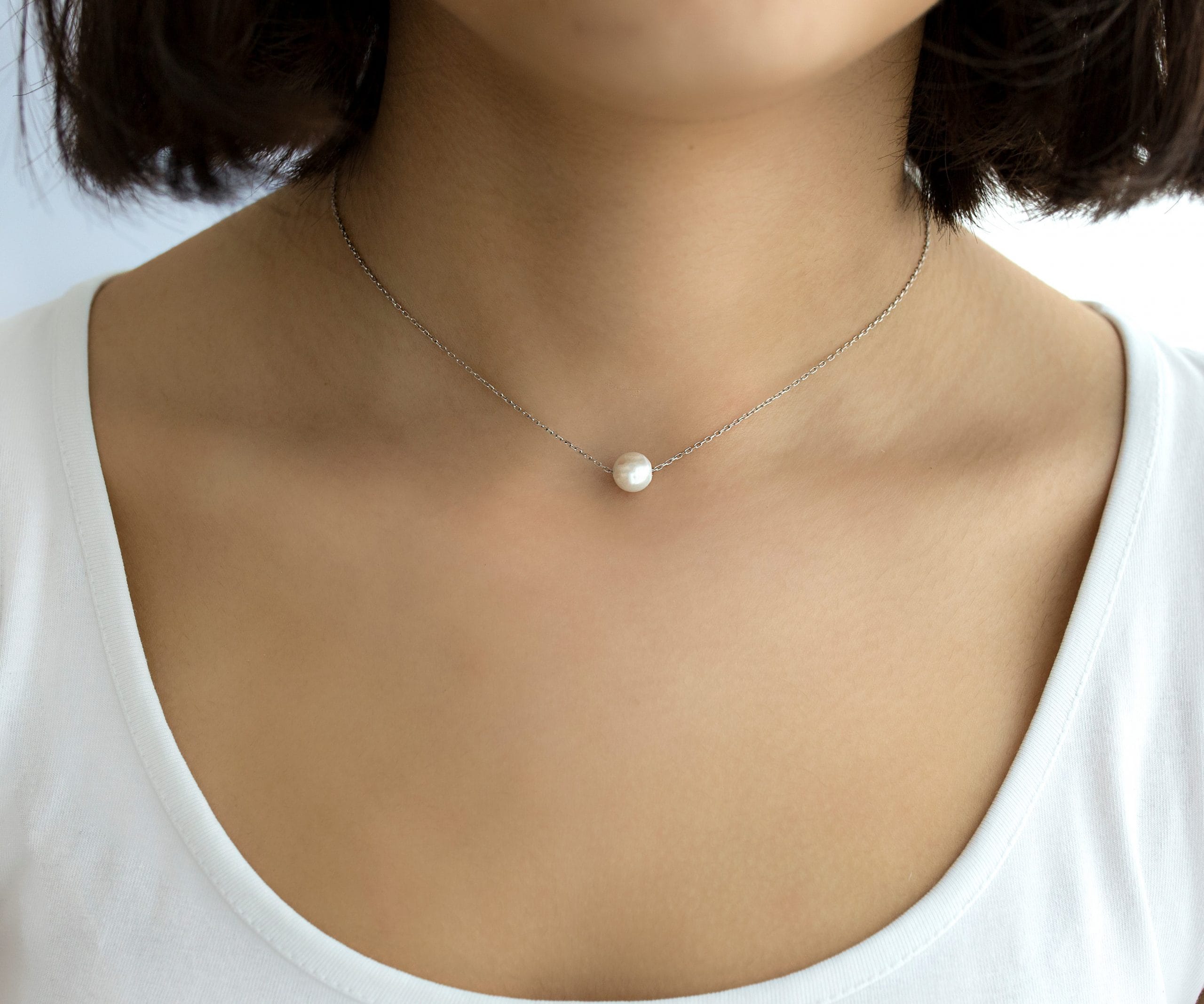 925 Ayar Gümüş Choker Orjinal İnci Kolye 925 Ayar Gümüş Choker Orjinal İnci Kolye
